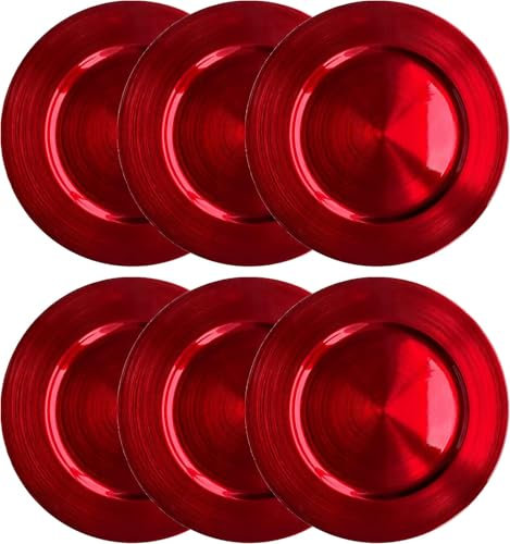 Tamu Tamu - Tableware Charger Plate - Metallic Finish - 33cm - Red