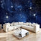 Blau Vliestapete Sternenhimmel Sterne Wanddeko Wandbilder Tapete Wohnzimmer Schlafzimmer Büro Flur Dekoration Wandbilder 3D Tapete Effekt Wandbild 200x140cm