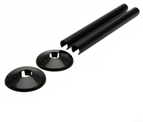 2Pcs Radiator Pipe Sleeve Covers And Pipe Collars, Pipe Central Heating Clip On Covers, Add A Touch Of Sophistication To Your Radiators(Black)