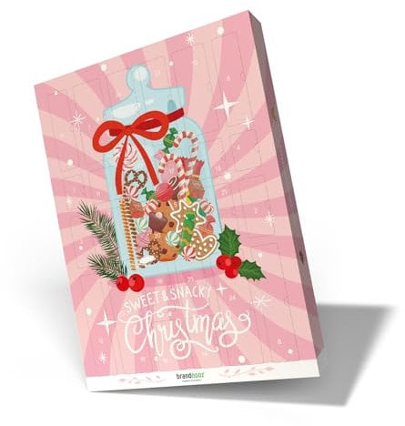 brandnooz - Adventskalender 2025 Frauen Sweet&Snacky XXL mit 26 Überraschungsmomenten - Riesen Weihnachtskalender 80 cm mit 24+2 Markenprodukten wie Milka, Oreo, Hershey etc. für Kinder & Erwachsene
