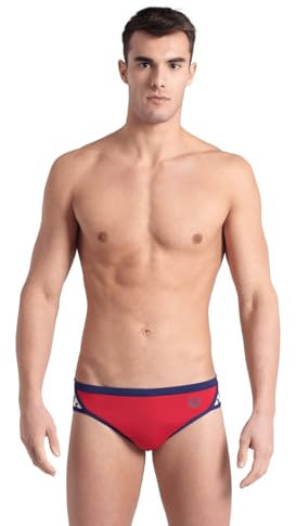ARENA Herren Men's Icons Solid Swim Briefs Schwimm-Slips, Rot/Marineblau, 30