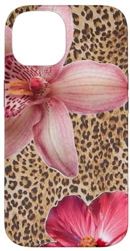 iPhone 14 Pink Flowers On Cheetah Y2K Leopard Summer Print Case