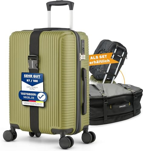 EXPLOORE Handgepäck Koffer, Reisekoffer, Koffer, Trolley Handgepäck 55x40x20 cm (ABS + Bag, Matcha-Grün)