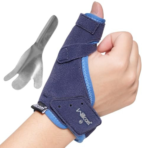 Willcom Daumenbandage für Rechts und Links, Daumensattelgelenk Daumenstütze, Vielseitige Unterstützung für Daumenverletzungen und Sehnenscheidenentzündung(Version mit Aluminiumeinsatz, M, 14.5-17CM)