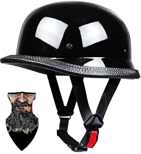 Retro Halbhelm Motorrad Helm Jethelm Moped Helm mit Schutzbrille, ECE 2206 Zugelassen Helmschale aus ABS-Material, Waschbare Polster, für Mofa Crash Moped Scooter Cruiser