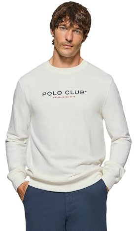 Polo Club Felpa Uomo Casual 100% Cotone Uomo Regular Fit, Ocre-ecru, L