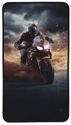 MMSJSBVY Man Ride A Motorrad Coral Fleece Handtuch 40,6 x 71,1 cm – Oft & saugfähig, schnell trocknendes Badetuch für Zuhause, Reisen und Strand