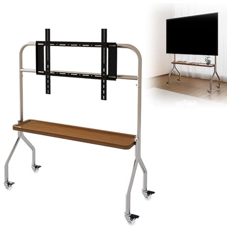 YZWZZXC Soporte TV Ruedas para Pantalla de 49-75 Pulgadas, Soporte de TV de Pie, Capacidad de Carga de 50 Kg, Almacenamiento Conveniente, para Negocios, Oficina, Escuela(Brown)
