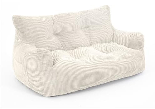 Pamapic Sitzsack, Sitzsack Erwachsene mit Füllung, Doppeltes Lounge Sessel mit Tragbarem Griff, Modernes Ergonomisches BeanBag, Indoor Sitzsäcke Stuhl für Wohnzimmer, Schlafzimmer, Spielzimmer, Beige