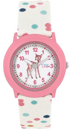 Prinzessin Lillifee Armbanduhr Mädchen Kinder Quarzuhr Analog, mit Textil Armband, Rosa, 3 bar Wasserdicht, Kommt in Uhren Geschenk Box, 2038624