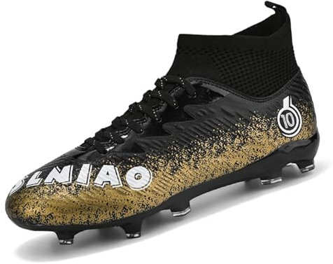 Unitysow Fußballschuhe für Herren, High-Top-Astroturf-Sneaker, Fußballschuhe, professionelle Leichtathletik-Sneaker, Teenager-Sport-Fußballschuhe, Schwarz , 43 1/3 EU