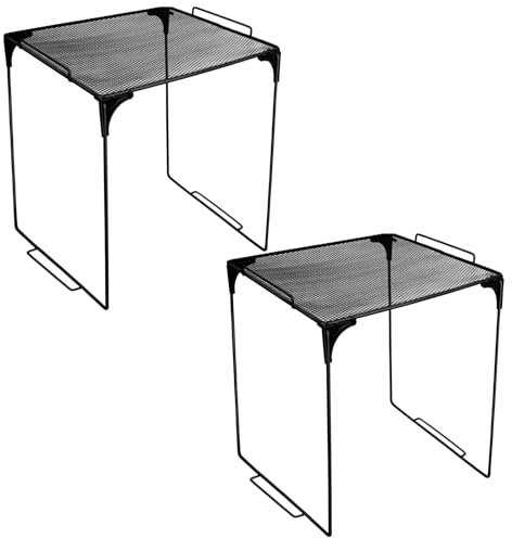 Demonwer Spind-Organizer, Regal, schwarz, stapelbar, extra Spind, Regal, Aufbewahrungsschrank, Zubehör für Schule, Büro, Zuhause, Fitnessstudio, 2 Stück