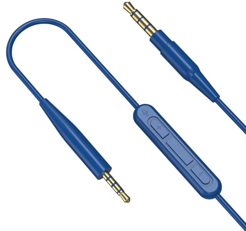Replacement QC25 Cable QC35 Headphone Extension Cord Audio Cable With Inline Mic and Volume Remote Control Compatible with Bose QC25 QC35 QC45 On-Ear OE2 SoundTrue Soundlink Headphones (Blue)