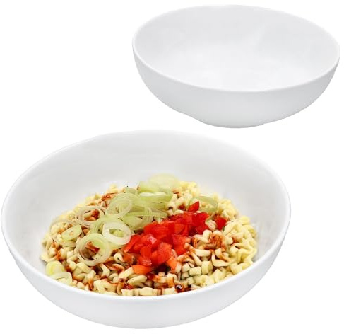 MamboCat 2er Set STABIL Ramenschüsseln I Ø 21 cm, 820 ml I Flache Porzellan-Schüssel ideal für Suppen, Bowlgerichte, Pasta & mehr I Schale für Frühstück, Mittag, Kaffee & Abendbrot