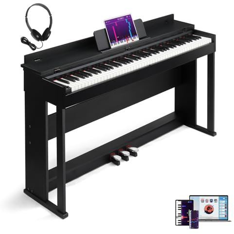 LALAHO 88-Key Weighted Digital Piano Hammer Action Piano Keyboard with 3 Pedals, Dream Sound Chip, MIDI/USB Connectivity, Split/Touch/Transpose Controls for Home Studio, Beginners & Professionals