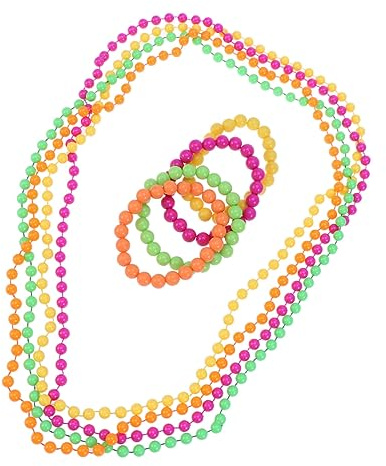 LRXIYODE 16pezzi Collane e Braccialetti Perline Al Neon Da Collana Catena Palline Di Perline Accessori Per Costumi Da Festa Di Collana Braccialetto