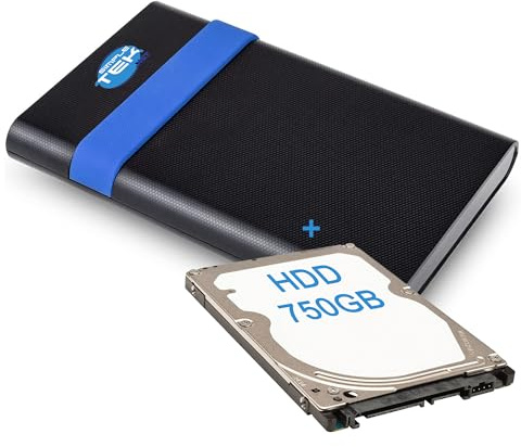 SIMPLETEK - Festplatte HDD 750GB SATA III + 2,5 Externes Gehäuse USB 3.2 Gen1, GS-15U3, 20cm Kabel, 6Gbps (Generalüberholt)