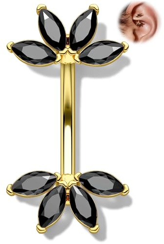 OUFER Lotus Rook Piercing Schmuck 16G Chirurgenstahl 316L Augenbrauen Piercing Klar Schwarz CZ Silber Gold Knorpel Helix Tragus Ohrringe 6 8 mm Lippenpiercing für Frauen