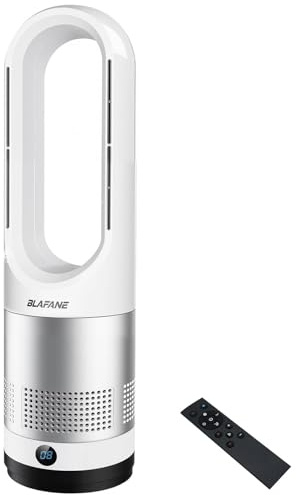 BLAFANE 55,9 cm (22 Zoll) Ventilator ohne Flügel mit Fernbedienung, 80°-Oszillation, 9H-Timer und 10 Geschwindigkeiten, leiser tragbarer Ventilator für Schlafzimmer, Innenraum, Büro