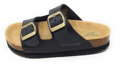 Grunland Doppelte Schnalle aus recyceltem Material | LULA CB0840, Schwarz , 36 EU