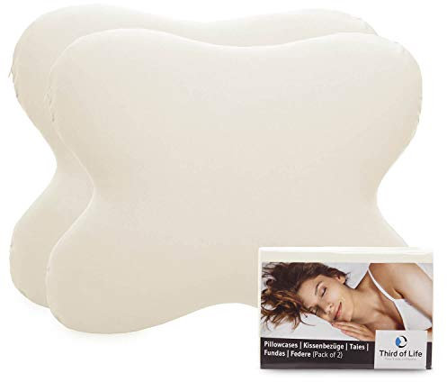 Kissenbezug Elfenbein-weiß Doppelpack, Perfekt für ACAMAR Seitenschläfer-Kissen, Baumwolle (Double Jersey), Bügelfrei & trocknergeeignet, Kissenhüllen Set mit Reißverschluss, Oeko-Tex Zertifiziert