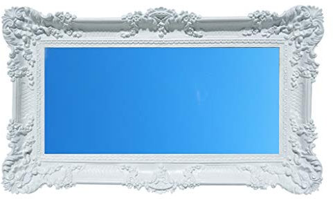 Idea casa Specchio Bianco Specchiera Bianca Grande Cornice Stile Barocco Finto Vintage Cm 96X56