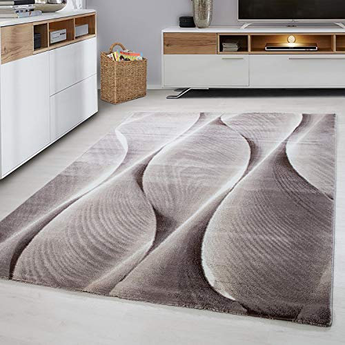 Ayyildiz Teppich-Teppich modern Designer Wohnzimmer 3D Baum Wellen Optik , Polypropylen, Braun, 80 X 150