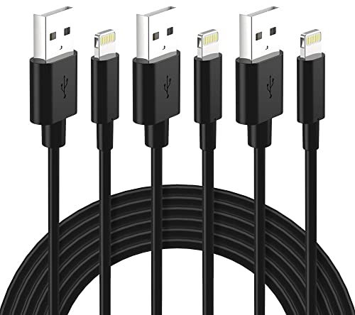 ilikable Lot de 3 Câble iPhone 2M Cable Chargeur iPhone Certifié MFi Câble Lightning avec Connecteur Résistant Charge Rapide Compatible avec iPhone 11/XS/8 Plus/7 Plus/6s/iPad Pro/Air/Airpods-Noir