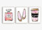Din A4 Kunstdruck 3er Set - ungerahmt - Parfum Flakon Paris Schuhe Beauty Luxus Aquarell Druck Poster Bild