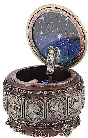 MAGT Spieluhr, Vintage Spieluhr 12 Sternbilder Spieluhr mit Sternbildern Rotierende Göttin LED Lichter Klassische Spieluhr als Geschenk(Capricorn)