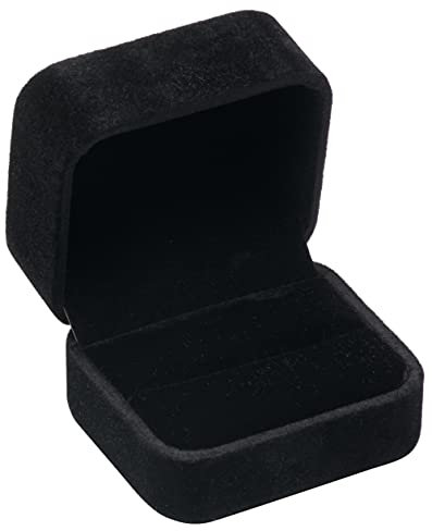 POKOFO Schmuck-Etui für Trauringe Freundschaftsringe Partnerringe Samt Trauring-Box Ring-Schachtel Schatulle Geschenkverpackung (Schwarz)