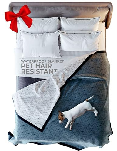 Victoria Orton 100% wasserdichte Decke für Bett, Couch und Sofa, groß, weicher Haustier-Überwurf, 228,6 x 228,6 cm, wendbar, waschbar, auslaufsicherer Bettbezug für Hunde, Haustiere und Menschen