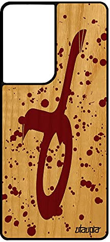 Coque en Bois veritable pour Samsung S21 Ultra et Silicone Signe du Zodiaque Taureau Pas Cher Souple Smartphone Rouge Dessin Galaxy