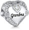 NINGAN j'aime grand-mère breloque pour bracelet Pandora - fête des mères et cadeaux d'anniversaire pour les femmes 925 en argent sterling coeur zircon perle pour collier