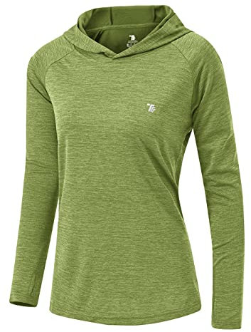 YSENTO Damen Outdoor Wandershirt Atmungsaktive Leicht Sport Langarmshirt Laufshirt Pullover Yoga Training T-Shirt Tops(Grün,XS)