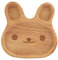 Vajilla para bebés y niños pequeños, plato de madera, juego de vajilla infantil, plato, cuenco para aperitivos, plato para bebé, juego de desayuno con ventosa, alimentación con conejo, 20 x 20 cm