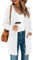 TASAMO Womens Cardigans Open Front with Pockets Side Split Draped Casual Knit Sweaters(Large, White)