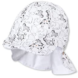Sterntaler Baby Unisex Schirmmütze Baby Wende Schirmmütze Safari Tiere - Schirmmütze Baby, Baby Mützen - aus Baumwolle - weiß, 49