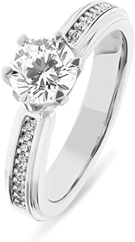 JETTE Damen-Damenring 925er Silber 19 Zirkonia 63 Silber 32021982