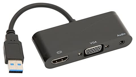 Estink Adaptador USB 3,0 a HDMI, Adaptador 2 en 1 1080P USB 3,0 a VGA, Transmisión de Alta Velocidad de 5 Gbps, para Ordenador Portátil Win7, Win8, Win10, Win11, OS X