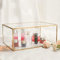 Homtone 33x23x14 cm Golden Vintage Glasbox, Extragroßes Terrarium Retro Schmuckkasten Transparent Glass Schmuck Storage Organizer für Hochzeit Geburtstagsfeier Dekor