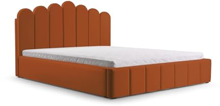 mb-moebel Polsterbett Bett mit Kopfstütze, Rahmenbettgestell, Bettkasten und Lattenrost Doppelbett Gepolsterter Kopfteil Samststoff Stauraumbett Bett 03-160x200 - Rust (Trinity 25)