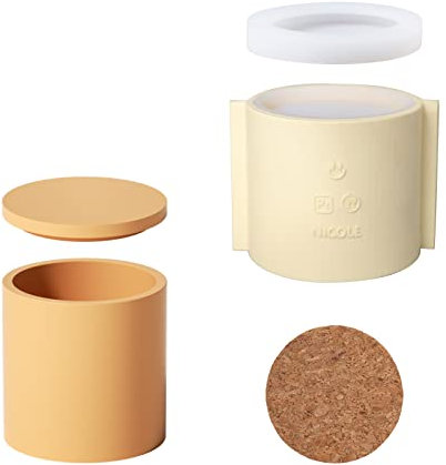 BOOWAN NICOLE Classic Candle Jar Silicone Mold,Cement Mould for Candle Vessels with Lid for DIY (SH0989-1 SH0989-2)