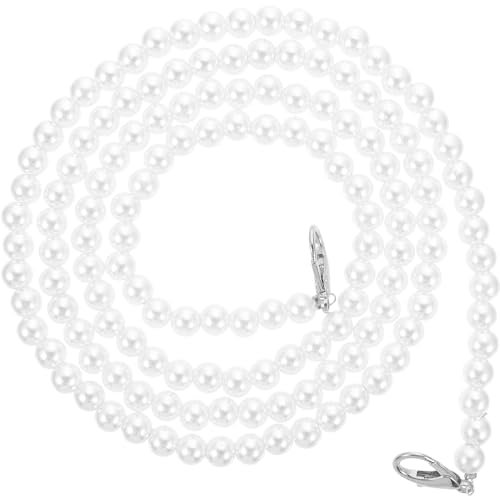 VILLCASE DIY Perlenkette Tasche Kette, 120cm Silber Perlen Umhängetasche Riemen, Handykette Perlen, Ersatz Schulterriemen Für Handtaschen, Stilvolles Taschenzubehör für Dekoration Und Reparatur