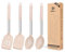 Pack of 4 Silicone Cooking Utensils Set, Non Stick Large Solid Spatulas, Heat Resistant Stainless Steel Khaki Slotted Spoons, Ideal BPA Free Kitchen Turners for Frying, Mixing,Serving,Draining,Turning