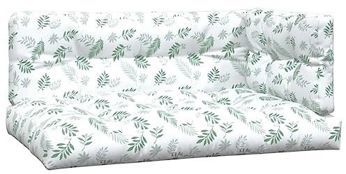 vidaXL Palettenkissen 3 TLG., Kissen für Gartenmöbel Hocker Sofa, Wasserabweisendes Sofakissen, Sitzkissen Palettenpolster, Blattmuster Stoff