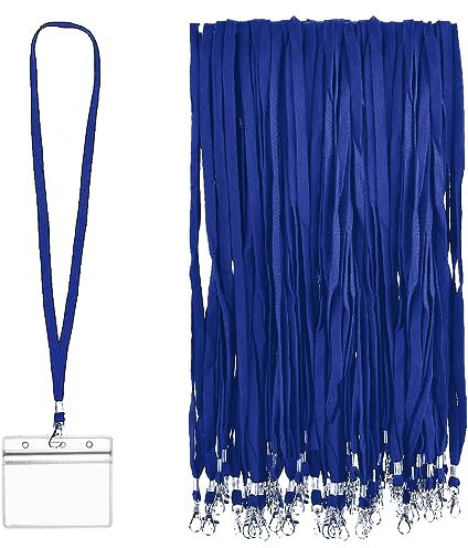 45cm Schlüsselband 200 Stück Lanyards schlüsselanhänger band lanyard Nackenband Swivel Schließe Umhängebänder mit Karabinerhaken Büro Abzeichen für ID-Karten Ausweise Schlüssel für ID-Karten(Blau)