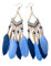 BSLVWG Böhmische Feder Ohrringe für Frauen, Faux Feder Ohrringe Böhmische Fransen Ohrringe Quaste Handmade Long Drop Dangle Earrings Ethnic Long Feather Fringe Earrings für Frauen und Mädchen (Blau)