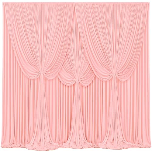 4 Panels Blush Pink Backdrop Curtains for Wedding Party Wrinkle Free Backdrops Curtain Drapes Fabric Decorations Photo Back Drop Cloth for Baby Shower Photography Stage Reception 20ft(W) x 12ft(H)