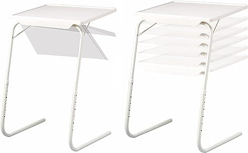 CELLUSTOP - Klappbarer Beistelltisch, tragbar, für Computer, Schlafzimmer, Wohnzimmer, Bett – zusammenklappbarer Fernsehtisch – höhenverstellbar – Weiß (2)